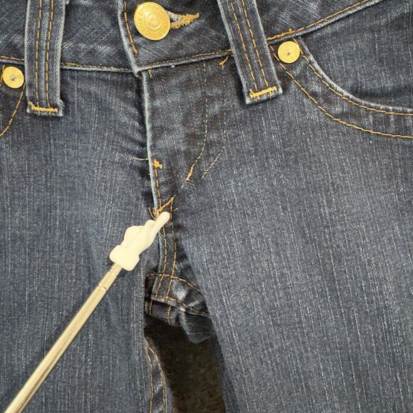 True Religion Joey Jeans Women's 25 Blue Flare Made in USA Distressed Stitching - Picture 4 of 12